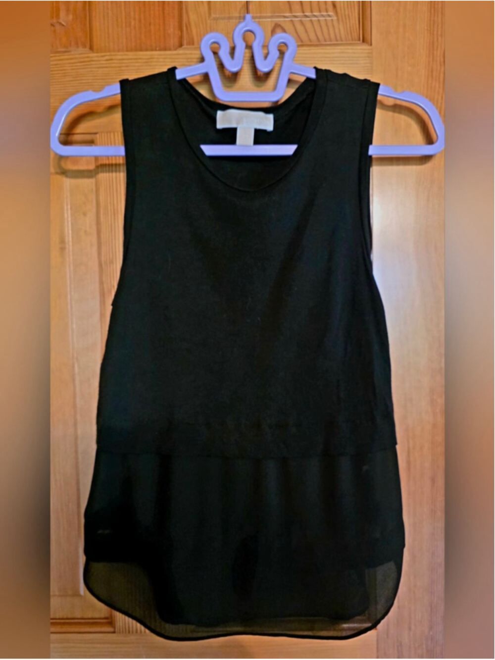 Michael Kors Black Sleeveless Layered Hem Tank